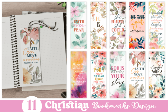 Christian Bookmarks Png, Floral Bookmark and T-Shirt Designs