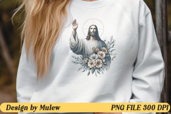 Christian Jesus Portrait Sublimation PNG for T-Shirt Designs