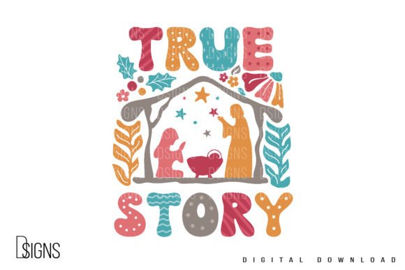 Christmas Boho Christian True Story Png T-Shirt Designs