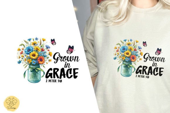 Grown in Grace Retro Christian PNG for T-Shirt Designs