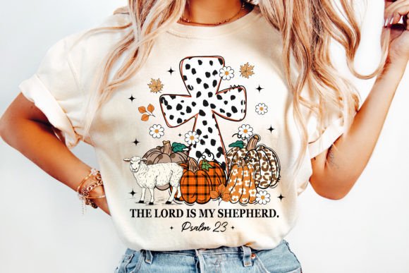 The Lord is My Shepherd Jesus Fall PNG for T-Shirt Designs